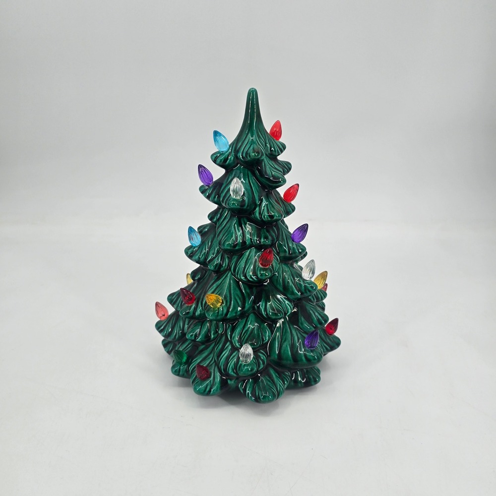 Vintage Holland Mold Ceramic Christmas Tree 9.5" Multicolor Lights Tree Top Only
